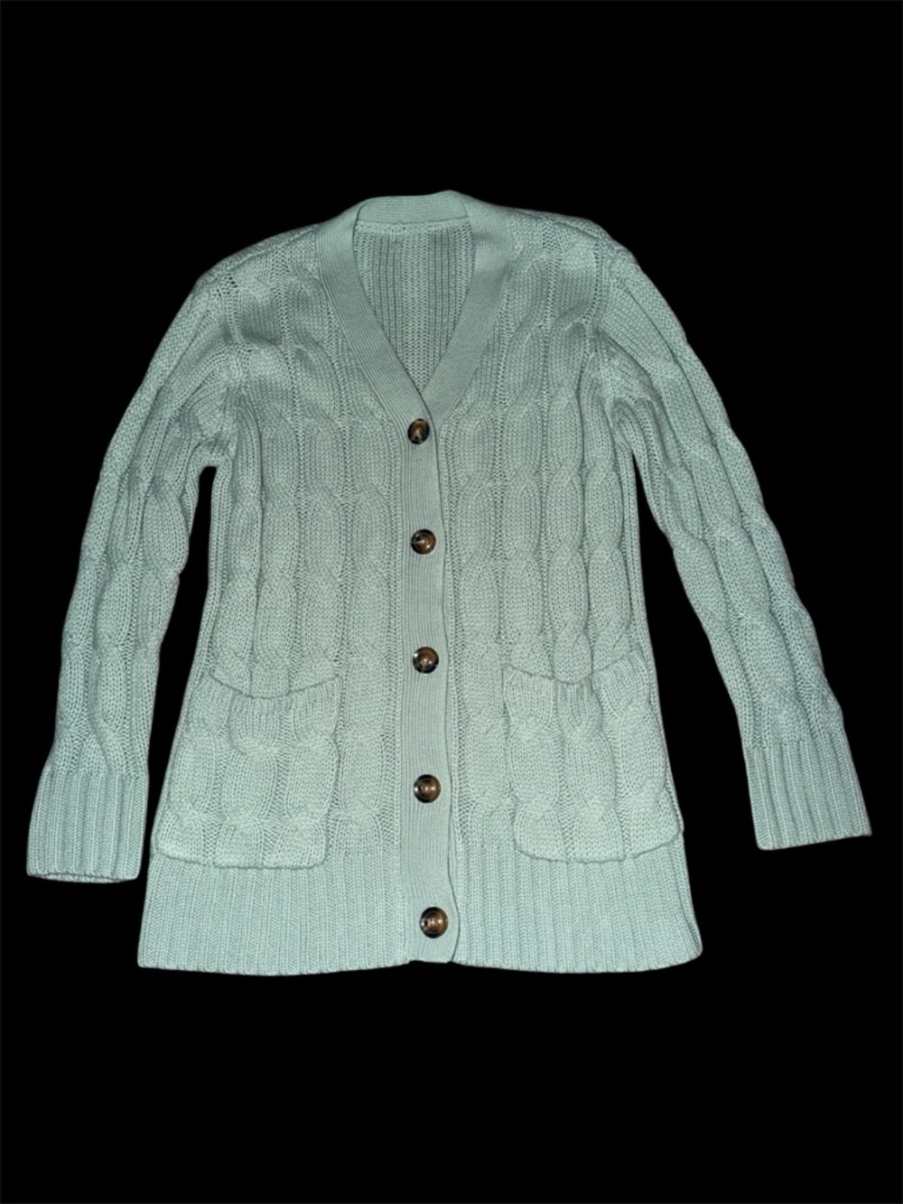 Women's Cable-Knit Button Cardigan Sweater - Mint Green